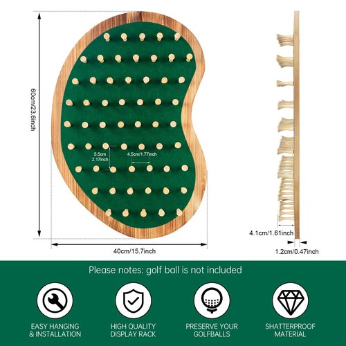 40 Golf Ball Collection Display Case Cabinet Holder Rack Wall Mount Golf Gifts for The Golf Enthusiast - Golf Display Box Unique Putting Green Shape