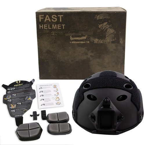 Tactical Airsoft Ballistic Helmet - Thick Version PJ Helmet in Black, Green, Tan - M Size