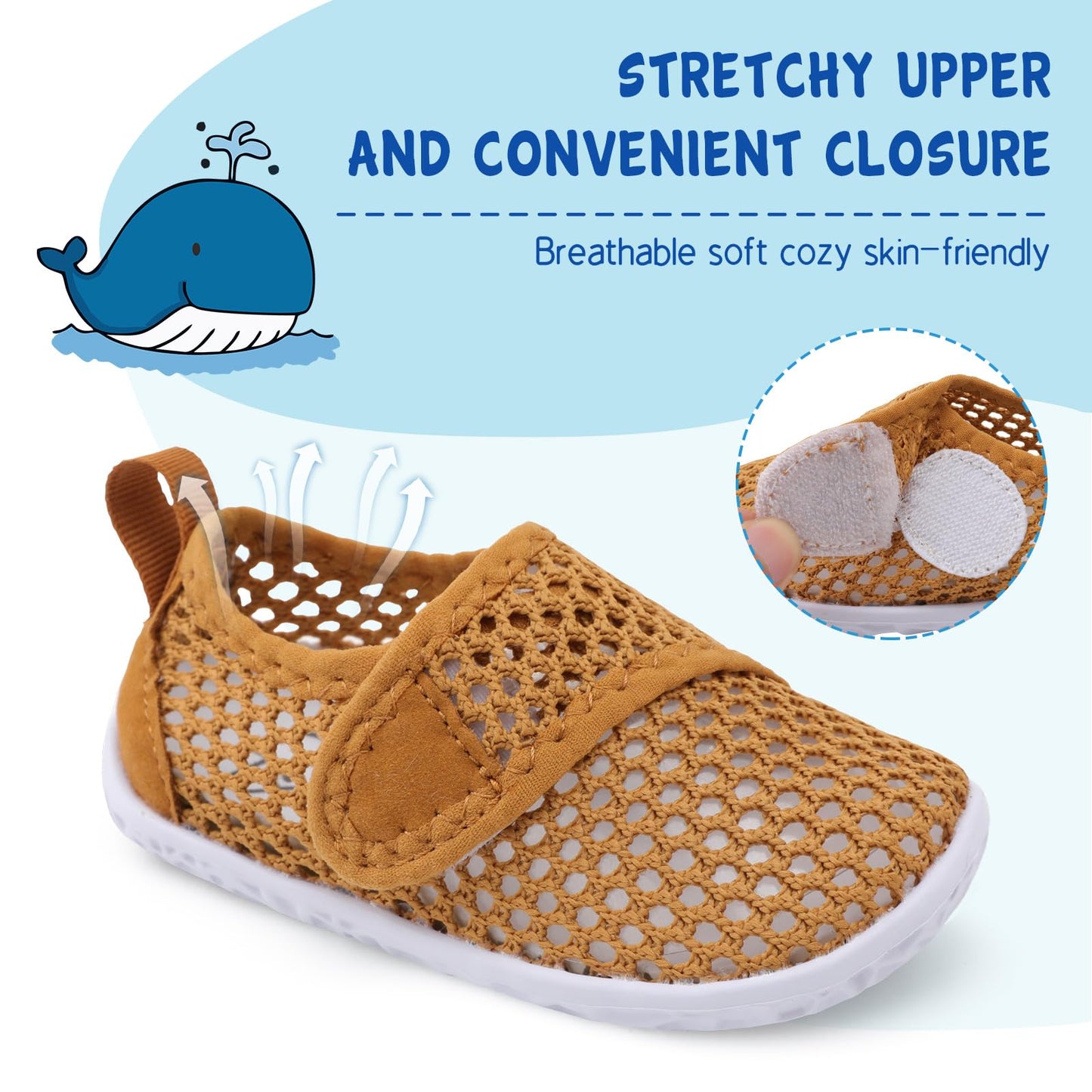 LeIsfIt Kids Water Shoes Toddler Girls Boys Swim Shoes Outdoor Quick-Dry Breathable Aqua Socks for Beach Pool Surf, Brown, 13 Little Kid