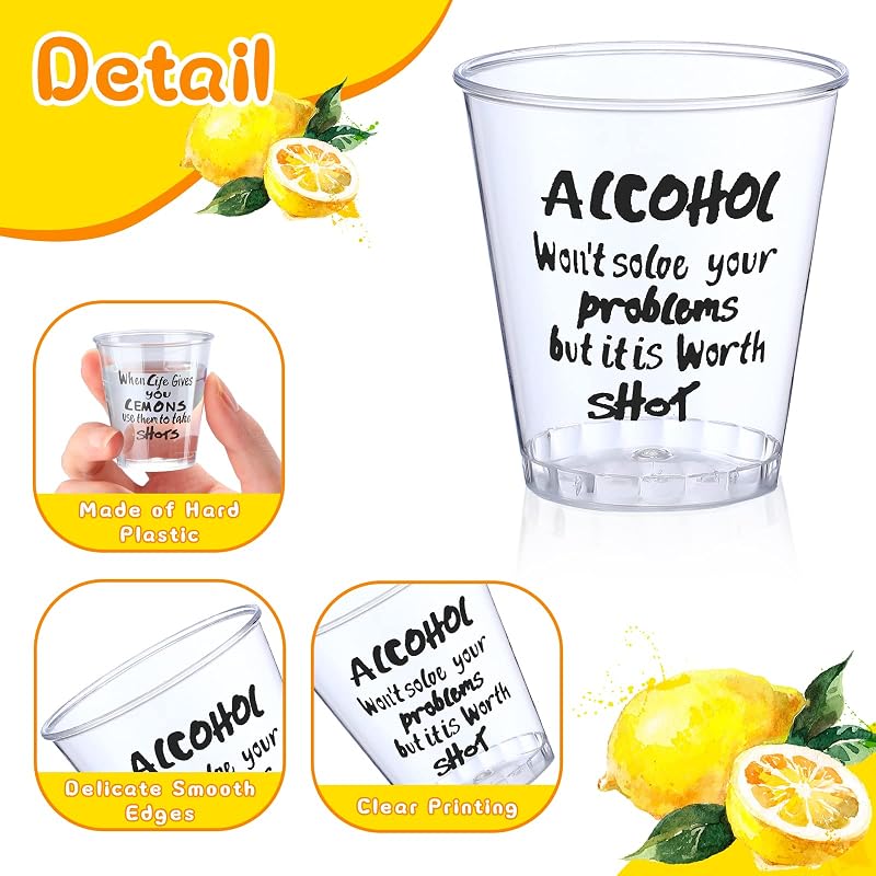100 Pcs 1.7oz Disposable Shot Glasses Set - Clear Plastic Cups, 50ml