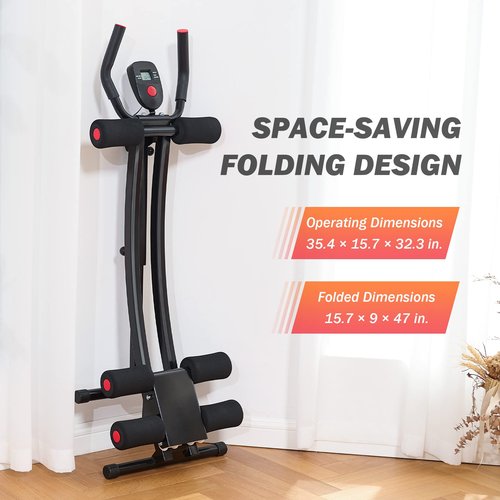 ZELUS Ab Workout Equipment for Gym, Ab Machine Exercise Equipment for Home Workouts, Ab Crunch Coaster Core Trainer with 4 Intensities and Digital Display, Foldable Abdominal Trainer Waist Toner