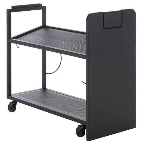 SEI Furniture Sidekick Rolling Workout Equipment Rack – Hidden Weight Storage Organizer with Hooks & Shelves for Home Gym, Yoga Mat, Kettlebell, Dumbbells – Black