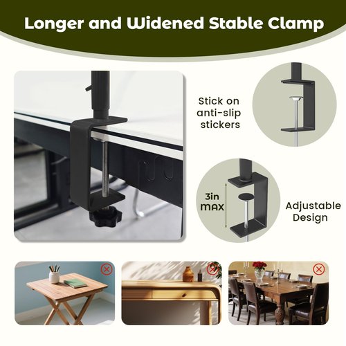 Over The Table Rod Stand with Clamps, Adjustable 46"-100'' Length 29"-55" Height Table Balloon Arch Stand for Wedding Birthday Festival Celebration Decoration, Metal Decorating Rod Hanging, Black
