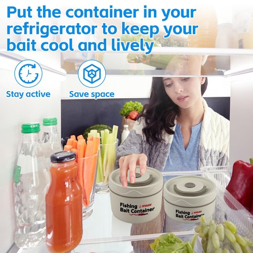 NVAAV Insulated Live Bait Container, Stainless Steel Live Bait Storage, Worm Bait Holder, Bait Storage Nightcrawler Box, Bait Bucket to Keep Bait Fresh and Alive (1PC-0.6L)