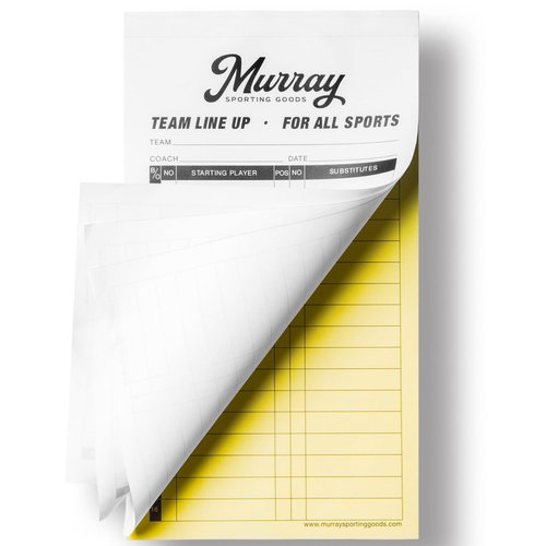 Murray Sporting Goods Baseball/Softball Lineup Cards - 50 Games with 16 Player Roster Lineup Sheet with No Cover (4-Part Carbon Copies)