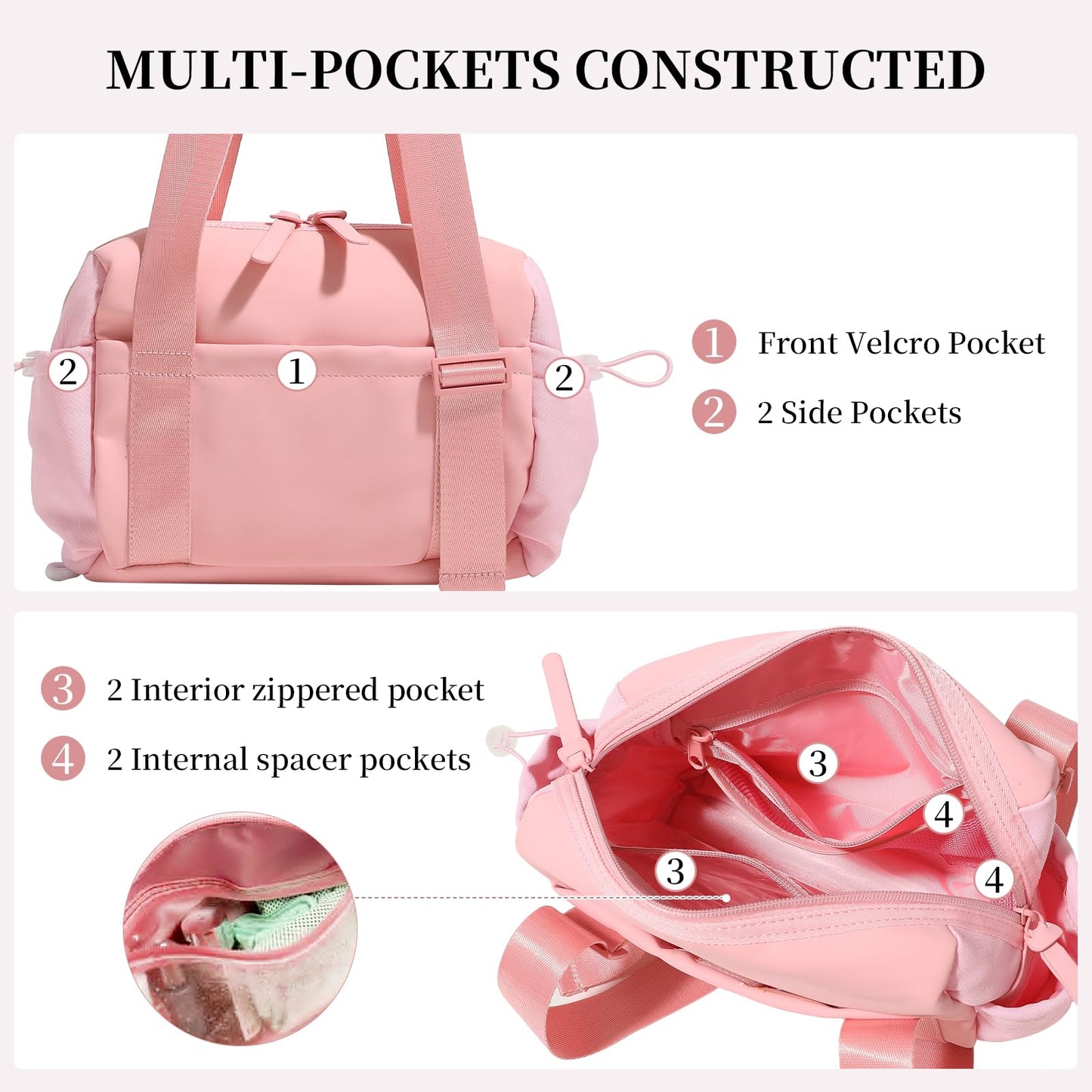 Small Gym Bag for Women Mini Gym Duffle Bag with Wet Compartment,mini duffle Tote Bag small duffle bag for Workout/Sport/Travel (Pink)