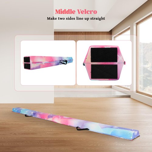 FAHKNS Balance Beam for Kids 3-5 Folding Balance Beam Gymnastics for Home Toddler Gymnastics Balance Beam Starlight