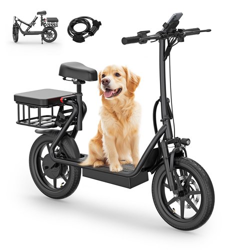 NAVIC T1 Electric Scooter with Seat,Electric Scooter Adults,750W Powerful Motor,27Mile Range,Speed up to 22mph,Foldable e Scooter with Back Basket,Lock