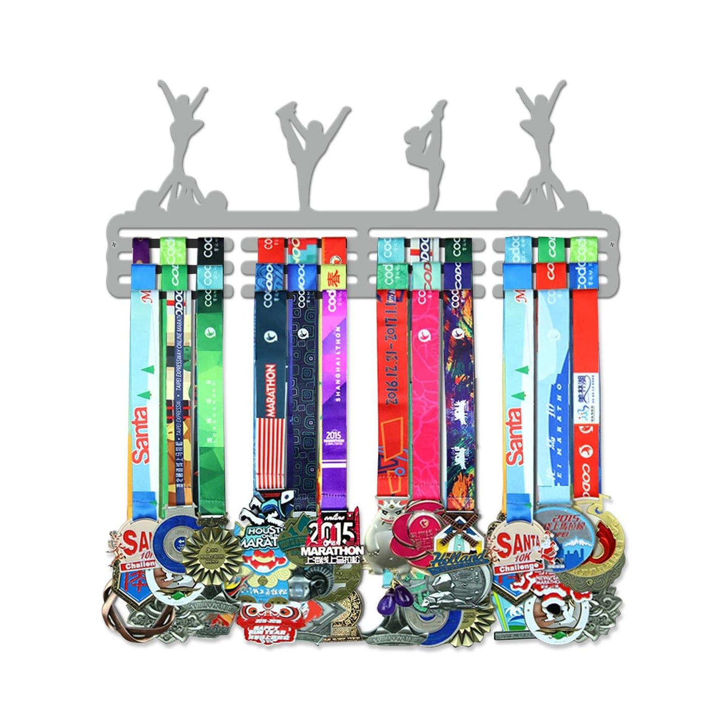 Resama Gymnastics Medal Hanger Holder Display Rack for Awards Ribbons Personalized Medal Sports Themed Race Ribbon Holder for Wall Metal Display for Men Boy Girl Kid Silver