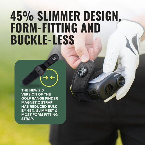 Stripebird - 2.0 Slim Golf Magnetic Rangefinder Strap (Black - Form Fitting & No Buckle Strap) - Golf Range Finder Magnetic Strap - Range Finder Golf Magnetic