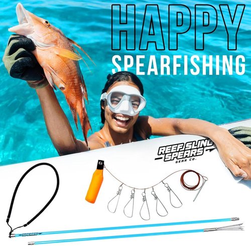 Hawaiian Sling Fishing Spear Set Lite - Travel Fiberglass Pole Spear Harpoon for Spearfishing with a 5 tip Prong Paralyzer - Fishing line Holder and Travel Bag Included for Spear Fishing Equipment