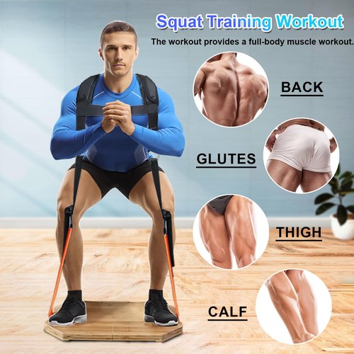 Squat Harness Vest for Resistance Bands – Adjustable Training Strap with Padded Shoulder Support, Quick-Release Buckle & e-Hook for Full-Body Strength Training, Ideal for Squats & Functional Workouts