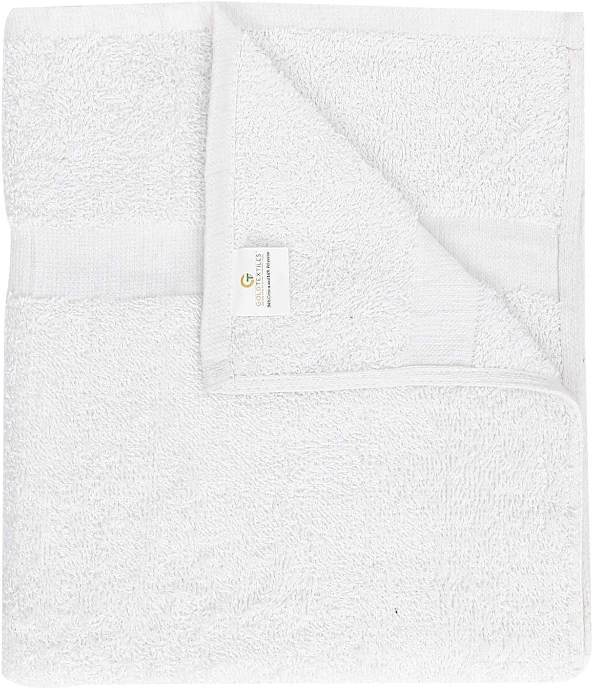 GOLD TEXTILES Bulk Bath Towels White 12 Pack (22x44 Inches) Economy Light Weight Easycare