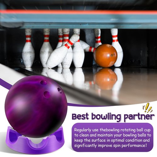 Enhon Bowling Rotating Ball Cup, Purple Bowling Cup Stand with Bearing Spinner Holder, Spare Ball Holder Spinner, Porous Ring Cleaning Display Rack