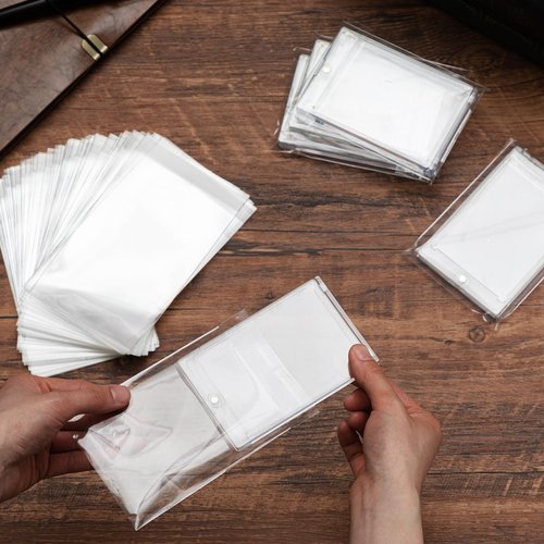 AmazingSpark 300 Resealable Team Bags, 3 x 4 Poly Bags Sleeves Thicker 360 Pt and 23-260 Pt Magnetic Card Sleeves