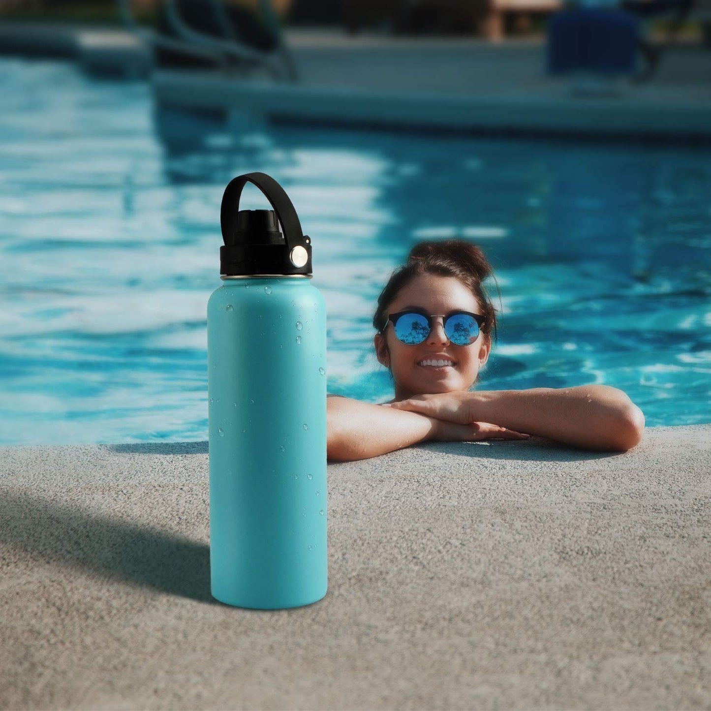 WishDirect Wide Mouth Lid with Flexible Handle Compatible with Hydro Flask 12/16/18/20/32/40/64 Oz, Fits Simple Modern, Takeya, Iron Flask, BUZIO and Most Wide Mouth Water Bottles (Black, 1 Pack)
