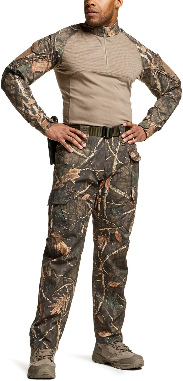 CQR Men's Tactical Pants, Water Resistant Ripstop Cargo Pants, Lightweight EDC Work Hiking Pants, Outdoor Apparel, Duratex Mag Pocket Print Hunting Camo, 38W x 30L