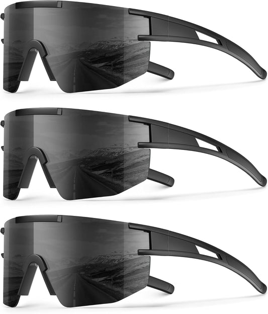 KALIYADI Polarized Sports-Sunglasses Men Running-Sunglasses: Cycling Sun Glasses Women UV400 Driving Fishing 3packs