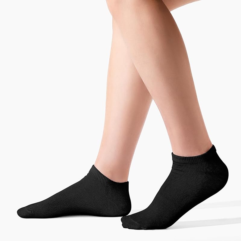 Auranso 12 Pairs Boys Girls Low Cut Ankle Socks – 9-12 Years Black