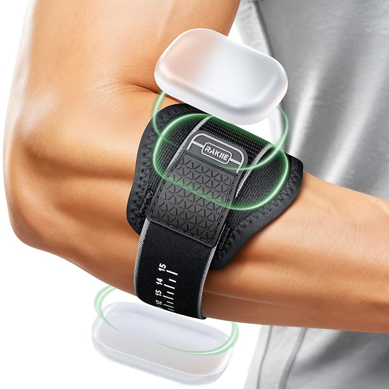 Tennis Elbow Brace for Men & Women - Dual Pad Compression, 1-15 Scale, Gray