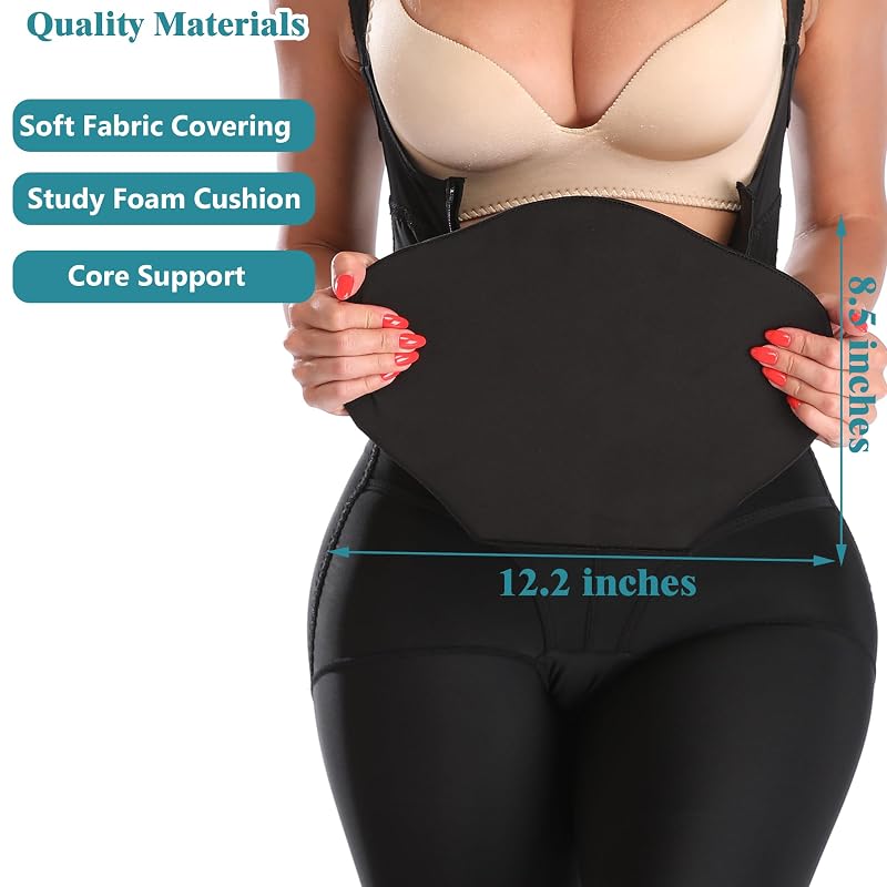 Post Surgery Liposuction Ab Boards and Foams Set (Black) - 8.7x12.2in Front, 11.8x9in Back, 2-Piece Paz Wean