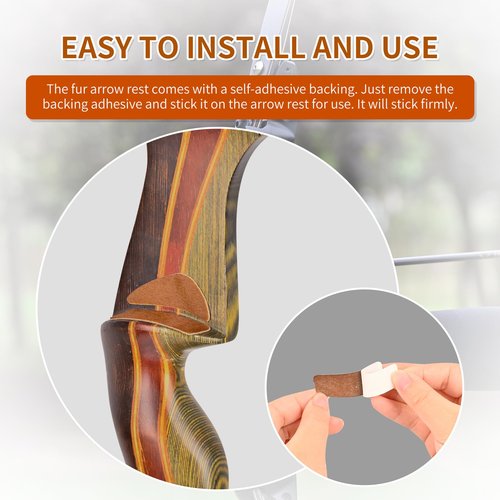 SPG Arrow Rest for Recurve Bow - 4 Pairs Fur Recurve Arrow Rest Adhesive Bow Shelf Rest Stick on Traditional Recurve Bow for Hunting Shooting Archery Practice (Brown)
