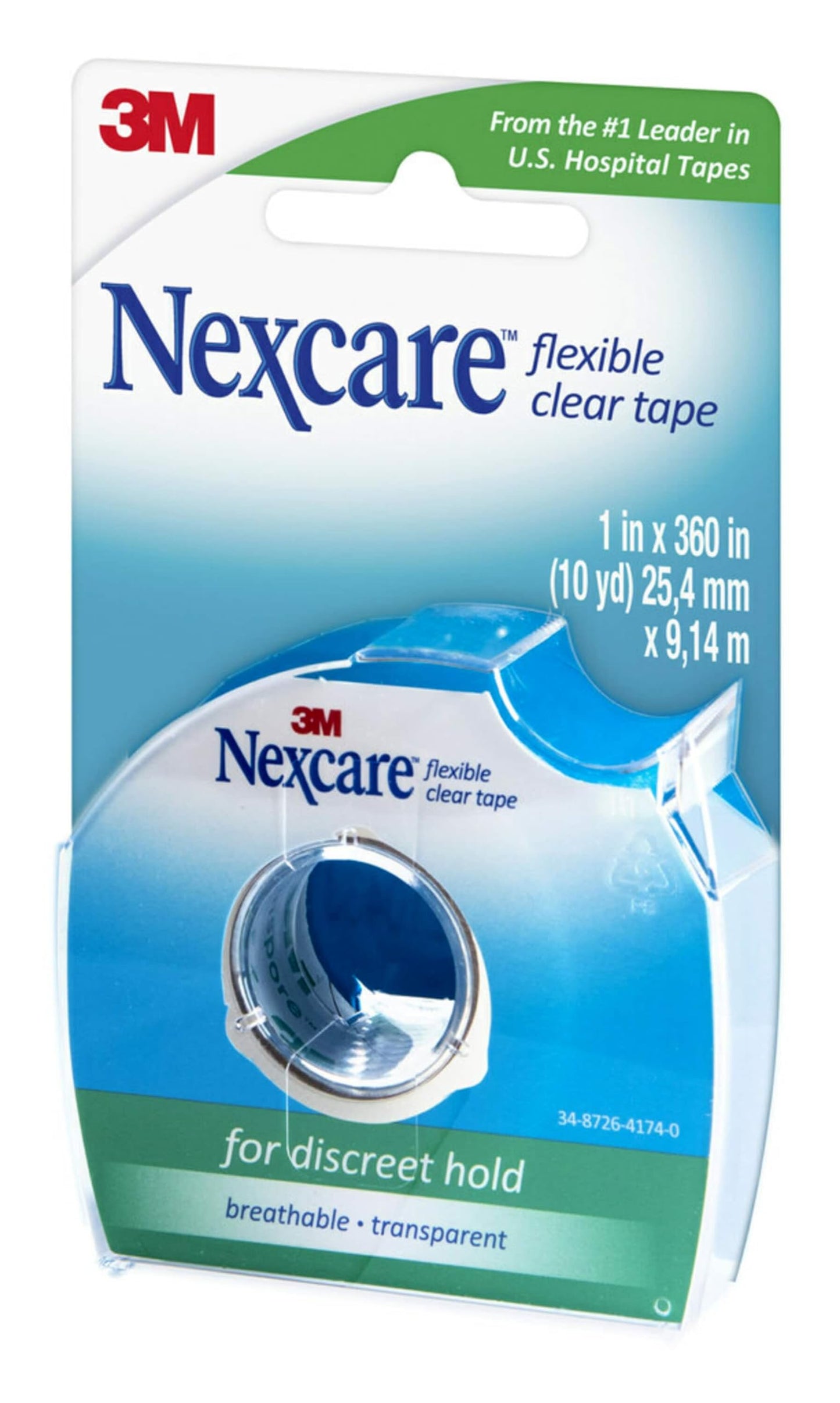 Nexcare Flexible Clear Tape, Waterproof Transparent Medical Tape, 1 in x 10 yds, 1 Count (Pack of 1)