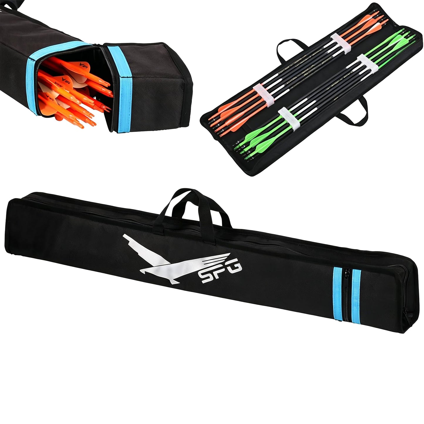 FENJANER Archery Arrow Case - 33"" Portable Soft Compact Arrow Box, Durable Lightweight Arrow Storage Quiver, Outdoor Hunting & Target Shooting Bag, Black