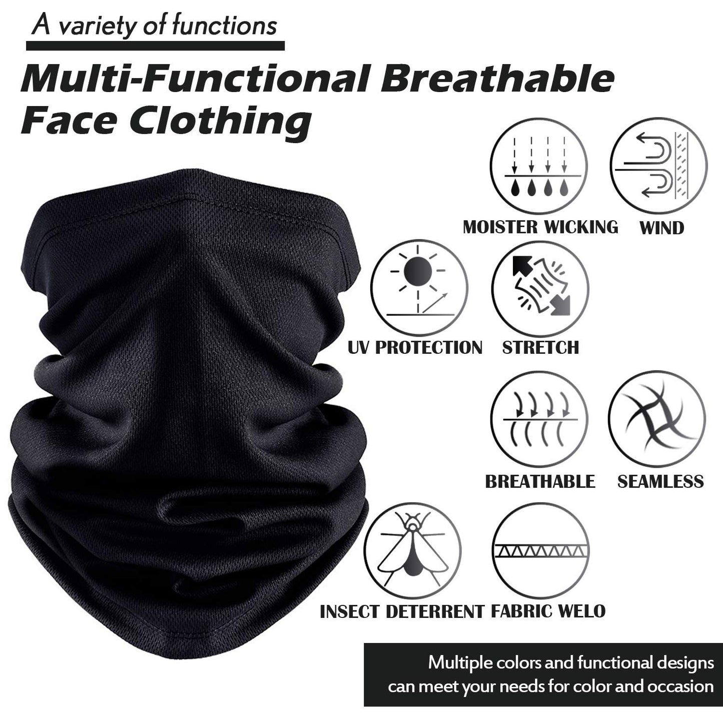 Geyoga 6 Pieces Summer UV Protection Cooling Neck Gaiter Face Clothing Neck Gaiter Mask Scarf Sunscreen Breathable Bandana(Delicate Colors)