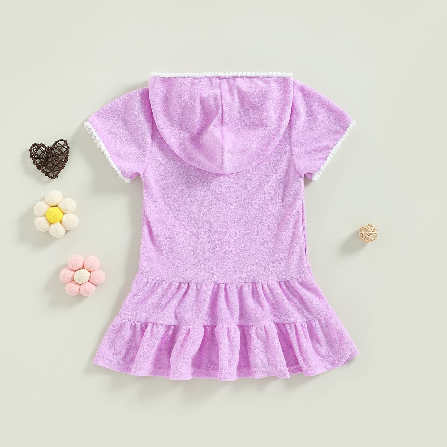 Kids Toddler Little Girl Swim Cover Up Towel Terry Swimsuit Wraps Zip Up Bathing Suit Robe Pool Beach Coverup (Purple, 6-7 Years)