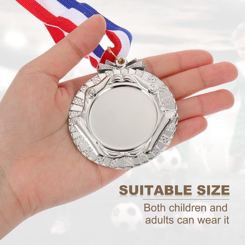 PATIKIL Award Medals, 8 Pcs First Second Third Prize Winner Medals with Neck Ribbons for Sports Events Competitions Spelling Bees, 2.5 Inch Wide, Silver
