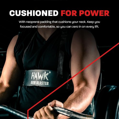 Hawk Sports Arm Blaster for Biceps & Triceps, Heavy Duty Aluminum with Thick Neoprene Padding for Neck Support, Adjustable Straps for Weightlifting & Bodybuilding, Portable Arm Workout Equipment