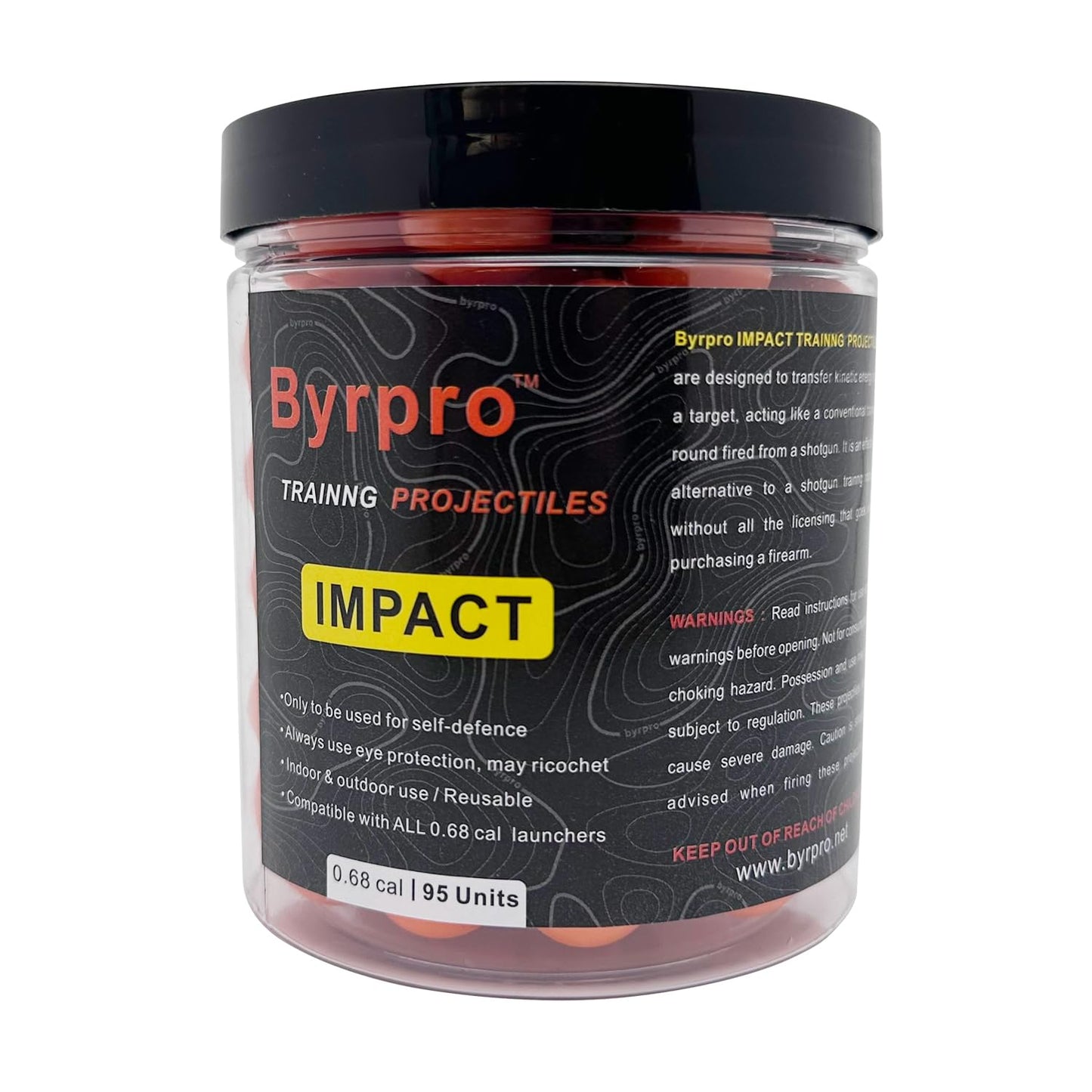 Byrpro Reusable Hard-Solid Plastic Rounds for Training, Practice and Self Defense, 0.68 Caliber - (95 Count)