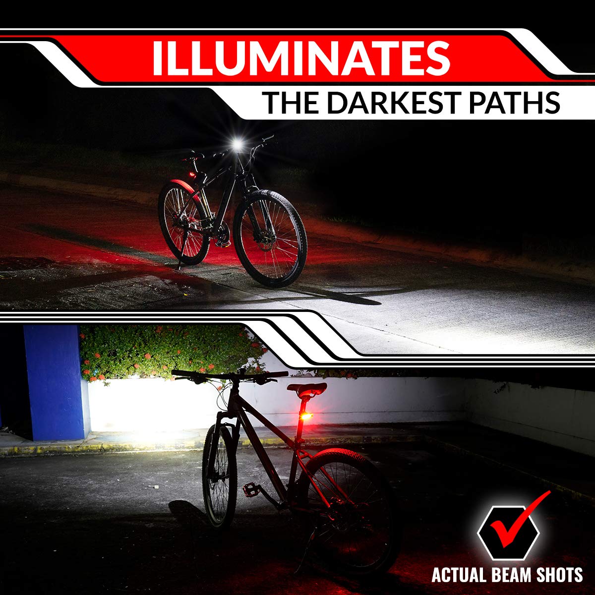 Bike Lights for Night Riding, USB Rechargeable Bike Lights Front and Back, LED Bicycle Headlight and Tail Light Set, Waterproof Bikelights Rechargeable for Mountain Bikes, Kids Bike Light, MTB Light