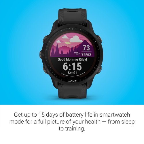 Garmin Forerunner® 955, GPS Running Smartwatch, Tailored to Triathletes, Long-Lasting Battery, Black (Renewed)