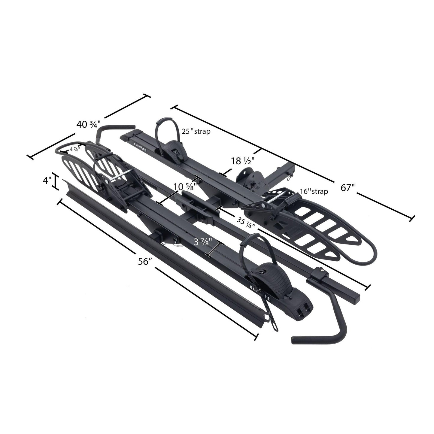 Elevate Outdoor Hitch-Mounted Platform Bike Rack with Ramp for Ebikes and Fat Tire Bikes - 2 Bikes - 200 lbs. Capacity
