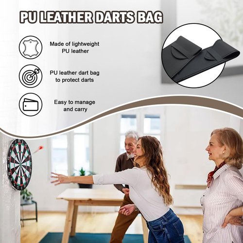 Eastrpupira Pu Leather Darts Bag, Target Dart Case, Dartboard Storage Bag Accessories Organizer for Home, Traveling, Outdoor