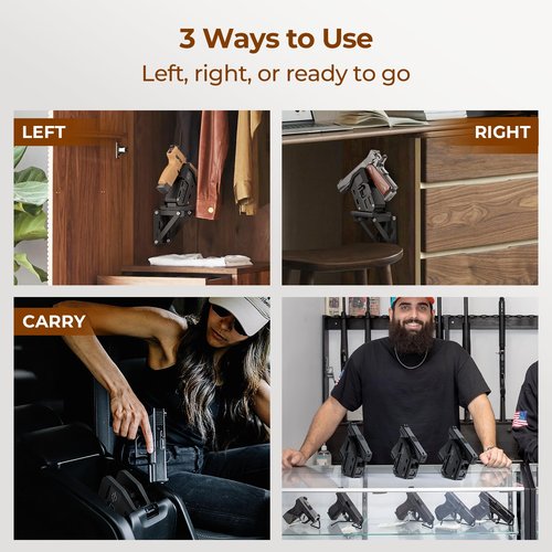 ONNAIS Wall Mount Pistol Safe - Biometric Gun Safe for Handgun with Fast One-Handed Access, Sturdy Mounted Trigger Lock Gun Rack for Wall, Nightstand, Bedside, or Desk, Concealed Firearm Storage
