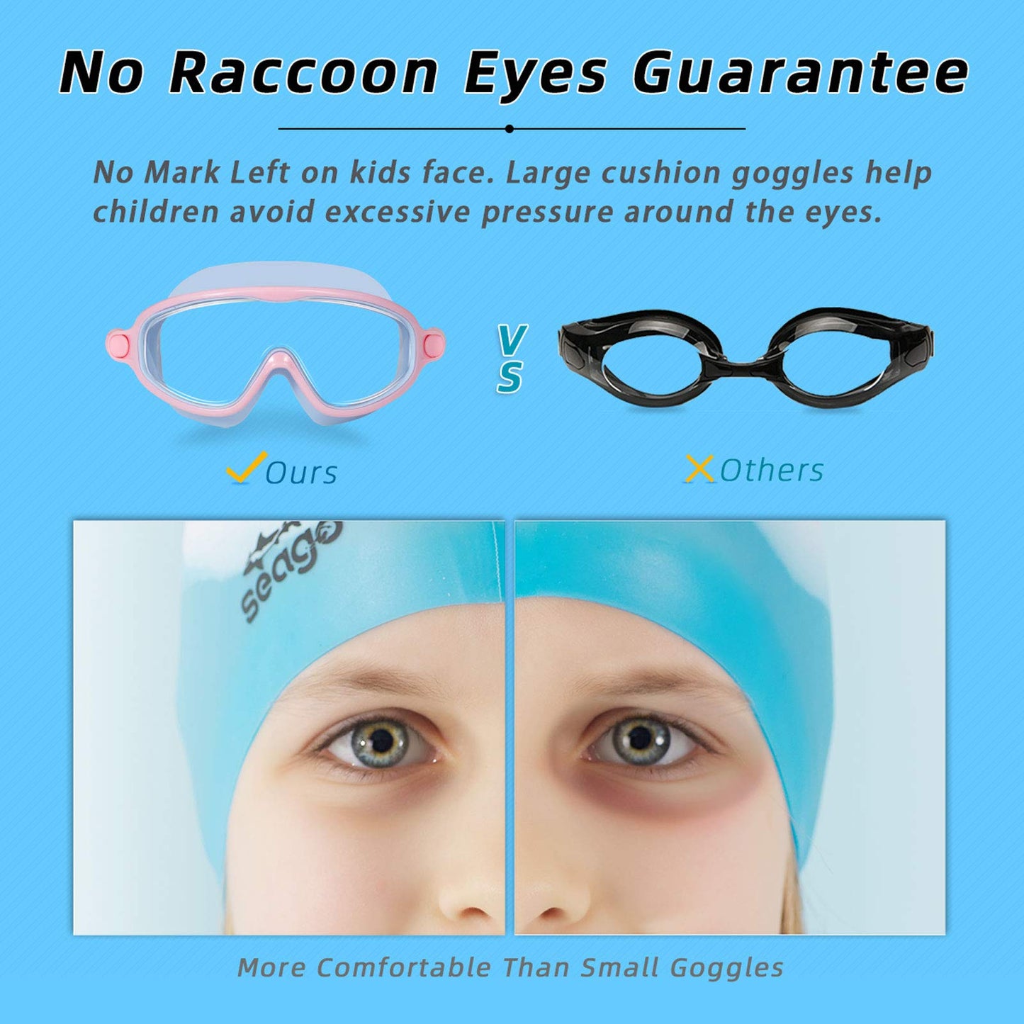 Kids Goggles for Swimming 2 Pack No Leaking Anti-Fog Outer Eye Fit with Wide View UV Protection Crystal Clear Watertight Swim Goggles with nose cover Suitable for Children Youth Boys Girls Age 3 to 14