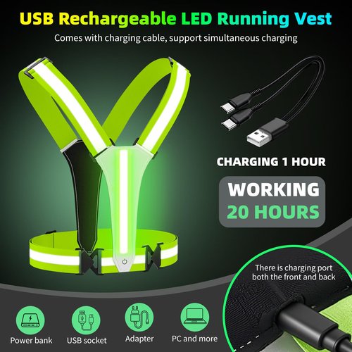 LED Reflective Vest Running Gear, 5 Lights Colors, 3 Modes, Adjustable for Running, Cycling, Walking - Led Running Vest for Men, Women, Kids(Pink)