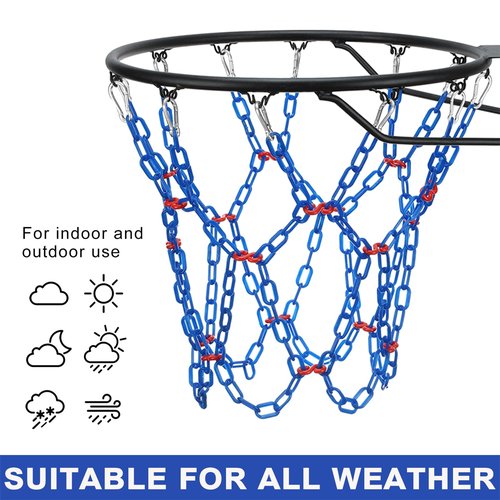 Yyiwhmy Basketball Net Replacement Heavy Duty,Resin Material, Anti-Rust Use Indoor Outdoor Standard 12-Ring Basketball Hoop（Bule）