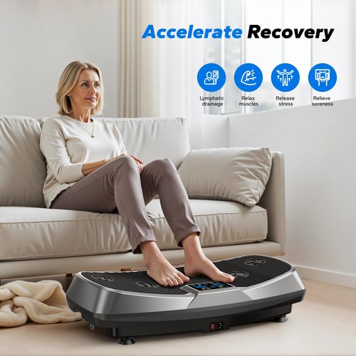 MERACH Vibration Plate Exercise Machine, 3D & 4D Vibration Plate with 2 Tension Ropes LED Display, Whole Body Vibration Platform for Women Men, Exercise Equipment for Home