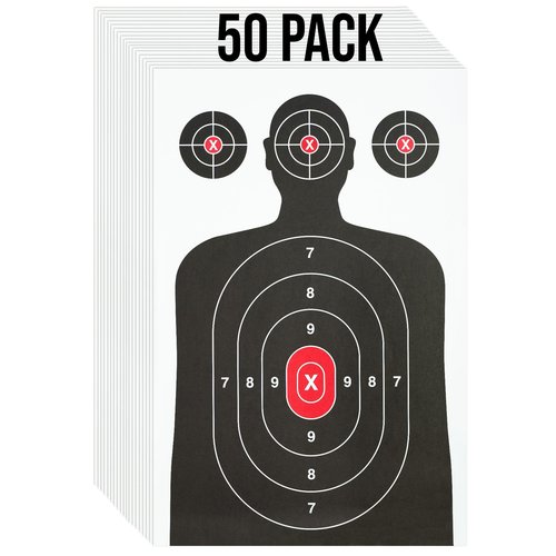 50 Pack Paper Shooting Target for Gun Range - Silhouette Paper Target Practice for Handguns, Rifles, Pistols, Airguns, BB Guns, Pellet Guns, Crossbow, Arrow (14 X 22 inches)
