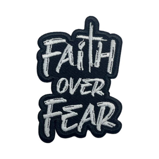 GELATUDU Faith Over Fear Patch-3 Inches Iron On/Sew On Embroidered Applique Patch, Embroidery Patches for Clothes Backpacks Hats, Embroidered Patch, Funny Christian DIY Accessories