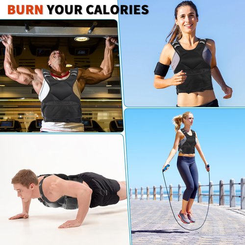 Ragebby Weighted Vest for Women and Men 4-10lb Adjustable Vest with 6 Ironsand Weights, Weight Vest with Reflective Strip for Running, Walking, Exercise, Strength Training