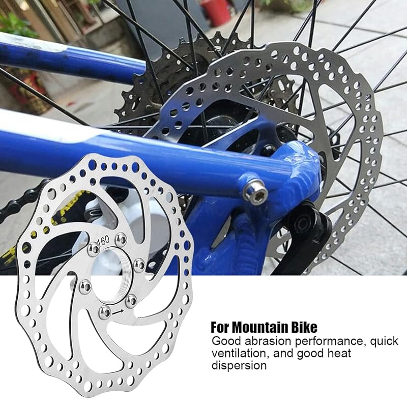 160mm Disk Brake Rotor with 6-Bolt Flange Adapter for Mountain & Road Bikes