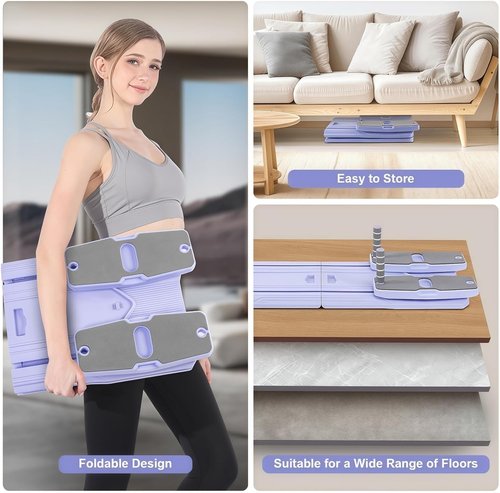 Pilates Board - 2025 Pilates Reformer Set for Full Body Workouts, Foldable Ab Core Trainer Board, Multi-Purpose Pilates Board for Home with Resistance Bands, Ideal for Women & Men (Purple, L)