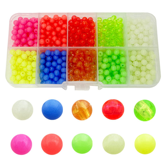 1000PCS 5mm Fishing Beads Accessories Set Mix 10 Colors Round Fishing Rig Beads Luminous Plastic Fishing Line Beads (5mm 1000pcs)
