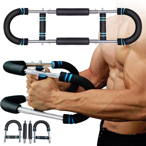 Twister Arm Trainer Adjustable 40-100LB Arm Exerciser, Detachable Chest Shoulder Forearm Strengthener, Portable Upper Body Power Twister Workout Bar for Home Gym Fitness Strength