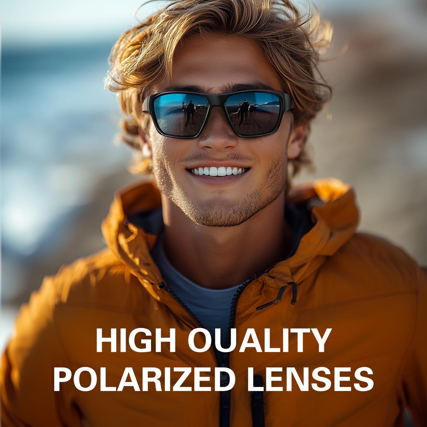 suoso UV400 Polarized Sports Sunglasses Men Women, Light TR90 Wrap